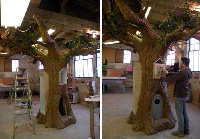 為遼寧童樂幼兒園制作的泡沫仿真樹儲(chǔ)物柜－淡水河谷