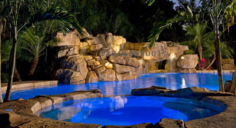 海南聚龍灣別墅水泥假山水池及仿真假山制作