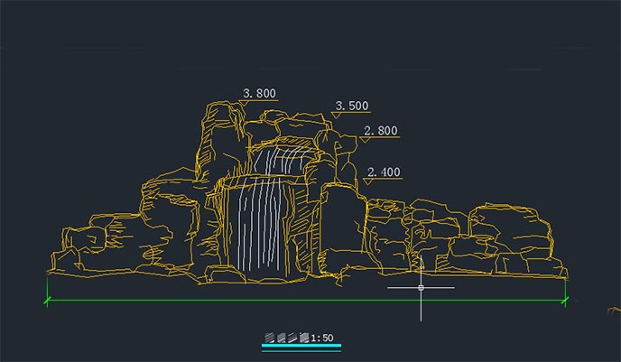 塑石假山cad施工圖、效果圖免費下載－北京淡水河谷