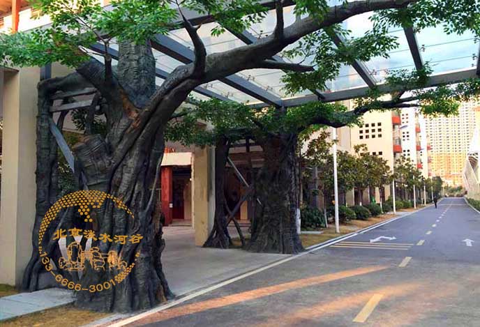 仿真樹制作－貴州六盤水紅果酒店陽光棚下仿真樹制作