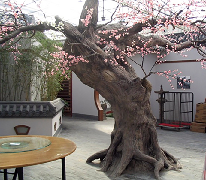 水泥制作的仿真杏樹在細節刻畫上力求完美