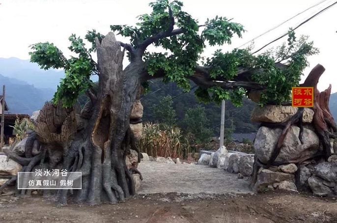 十渡仿真樹大門設計精湛工藝美