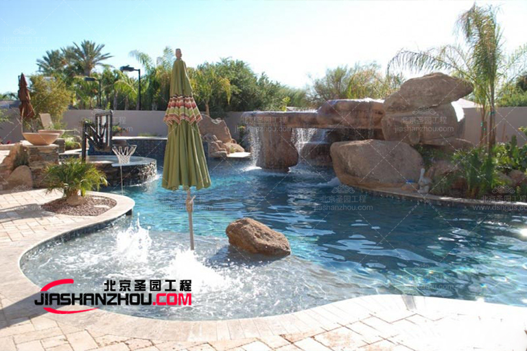 天津濱海新區(qū)別墅水泥塑石假山園林景觀配套設計