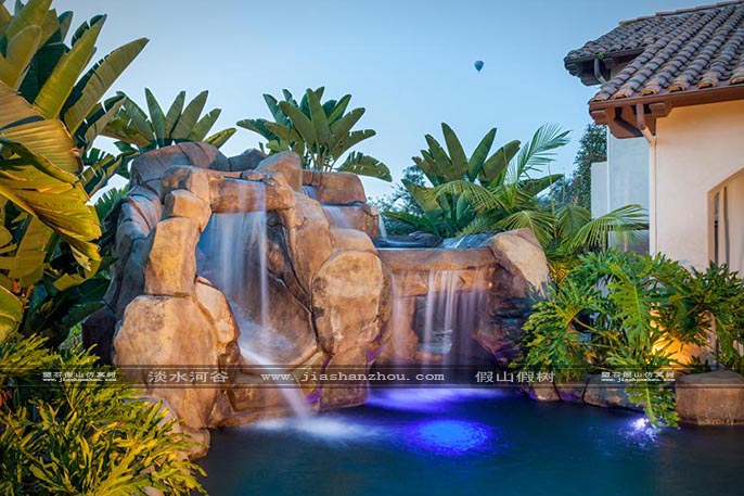園林塑石假山水池效果圖 庭院塑石假山造景的制作過程