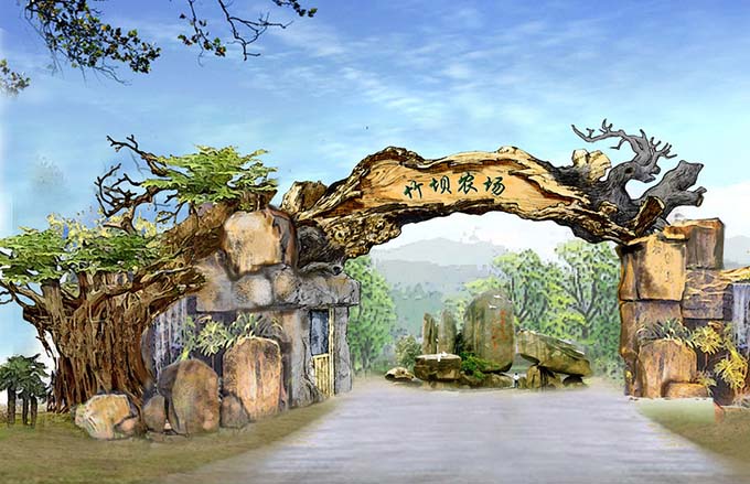 山東煙臺(tái)仿真樹(shù)大門(mén)制作 假樹(shù)大門(mén)所賦予的精神藝術(shù)