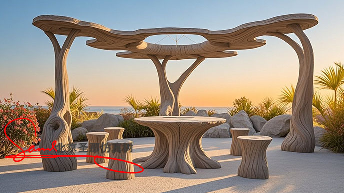 水泥仿木花架.jpeg 水泥仿木花架