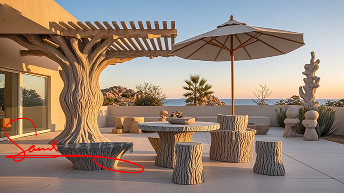 水泥仿木花架.jpeg 水泥仿木花架