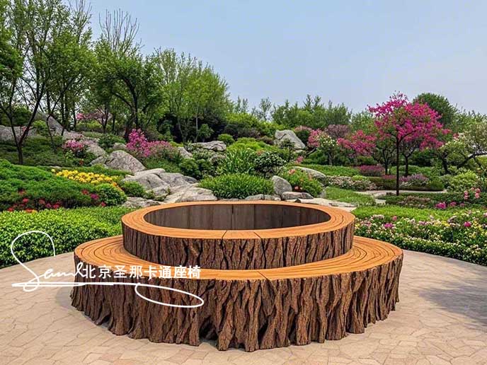 水泥仿木坐凳.jpg 水泥仿木坐凳