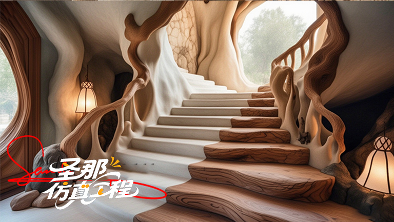 水泥仿木樓梯