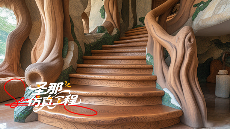 水泥仿木樓梯