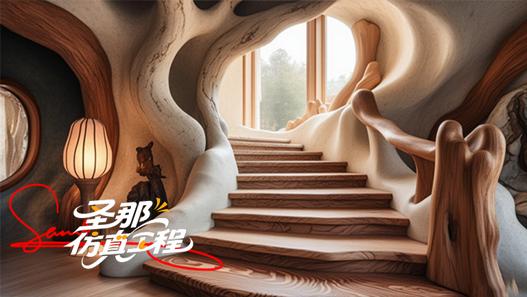 水泥仿木樓梯