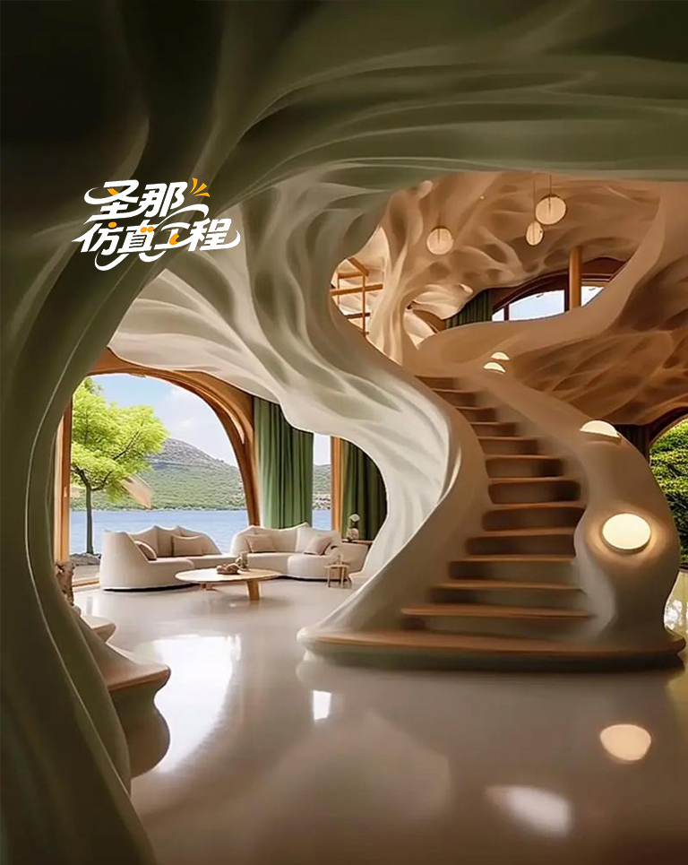 水泥仿木樓梯